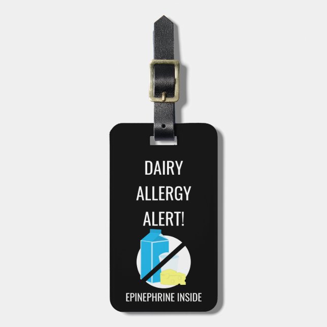 Étiquette À Bagage Alerte d'allergie de laiterie d'enfants avec (Devant Vertical)