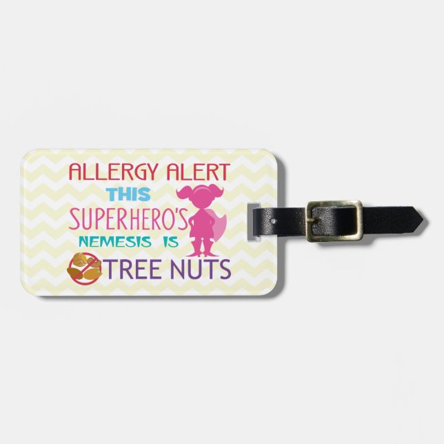 Étiquette À Bagage Alerte de super héros d'allergie de noix pour la (Devant horizontal)