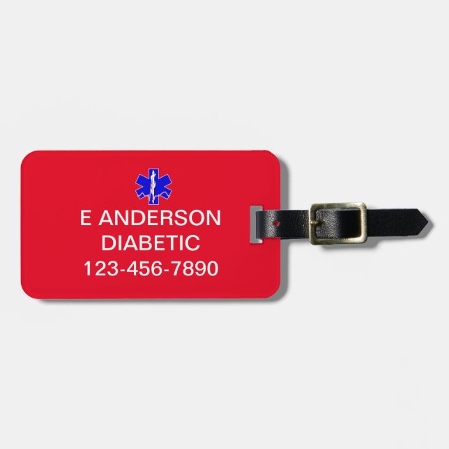Étiquette À Bagage Alerte d'urgence d'identification Médicale personn (Devant horizontal)