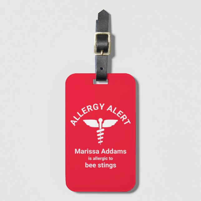 Étiquette À Bagage Alerte Médicale d'allergie (Devant Vertical)