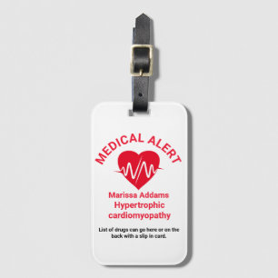 Étiquette À Bagage Alerte Médicale, patient cardiaque