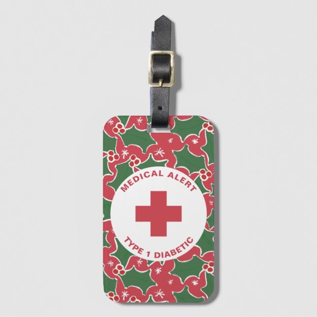 Étiquette À Bagage Alerte Médicale personnalisée Diabète Cadeau Diabè (Devant Vertical)