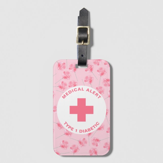 Étiquette À Bagage Alerte Médicale personnalisée Diabète Cadeau Diabè (Devant Vertical)