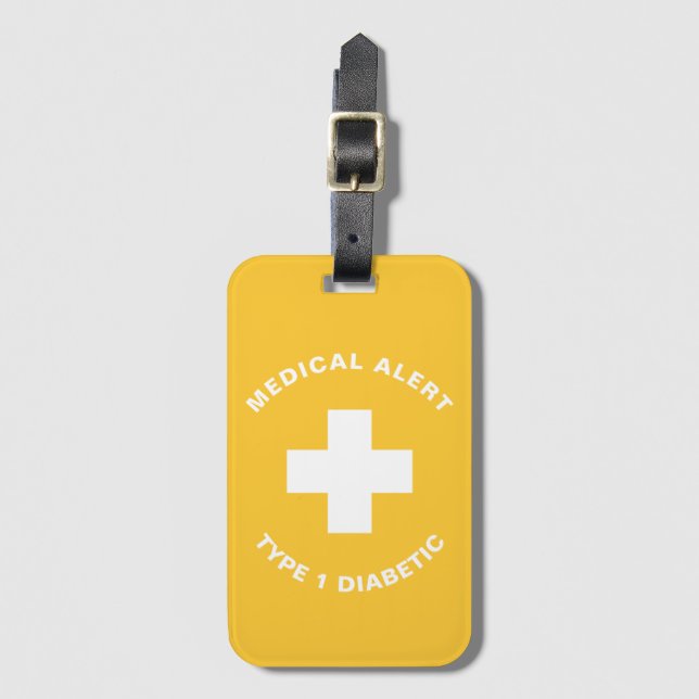Étiquette À Bagage Alerte Médicale personnalisée Diabète Cadeau Diabè (Devant Vertical)
