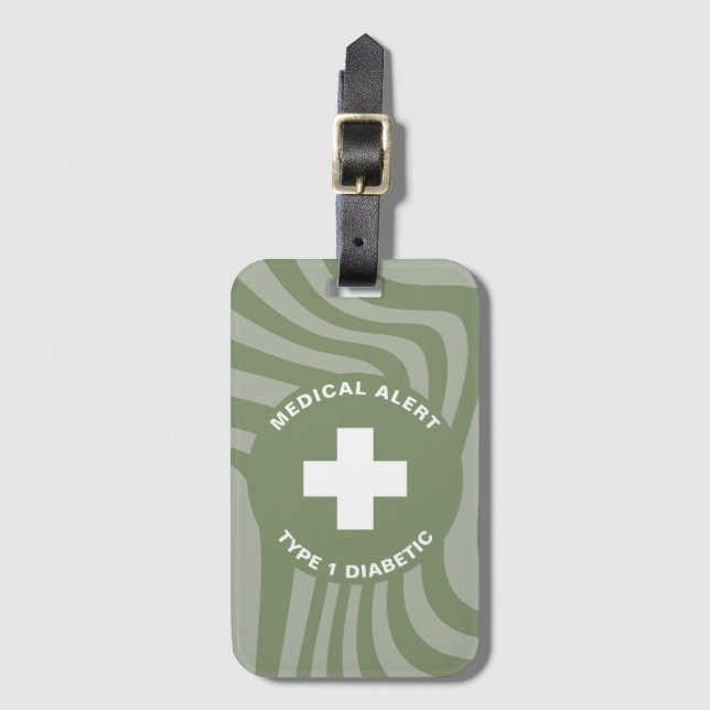 Étiquette À Bagage Alerte Médicale personnalisée Diabète Cadeau Diabè (Devant Vertical)