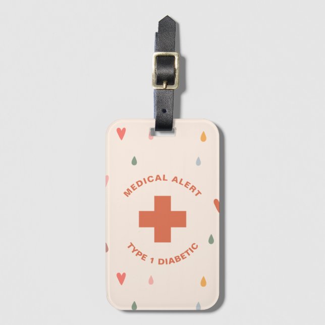 Étiquette À Bagage Alerte Médicale personnalisée Diabète Cadeau Diabè (Devant Vertical)
