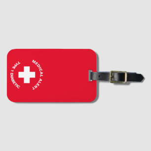 Étiquette À Bagage Alerte Médicale personnalisée rouge diabétique