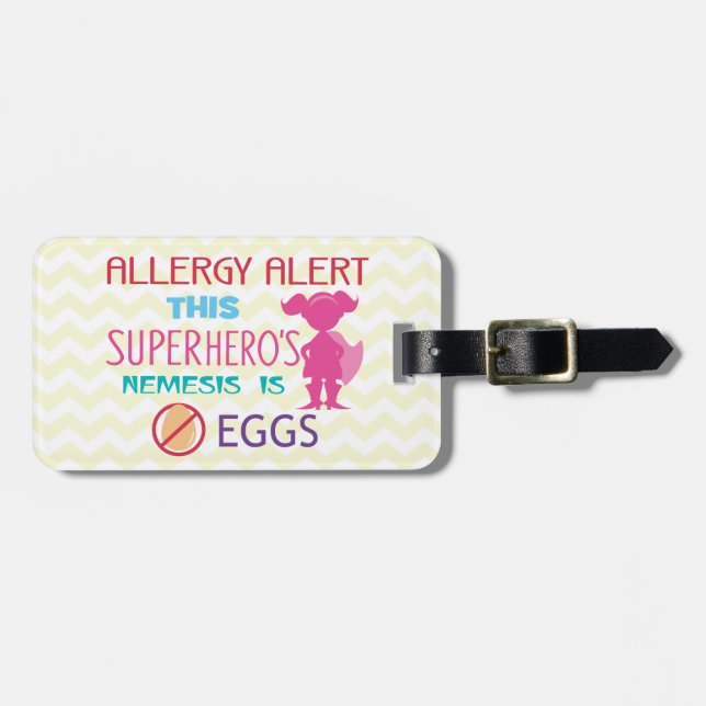 Étiquette À Bagage Alerte personnalisée de super héros d'allergie (Devant horizontal)