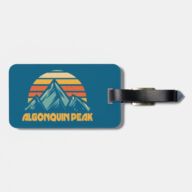 Étiquette À Bagage Algonquin Peak Retro Turquoise (Dos horizontal)