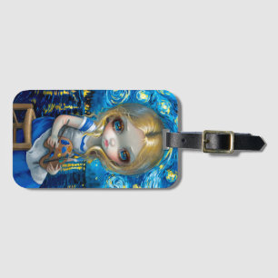Étiquette À Bagage "Alice dans un nocturne de Van Gogh"