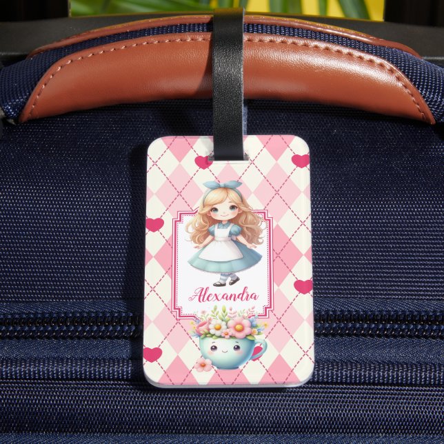 Étiquette À Bagage Alice personnalisée mignonne au pays des merveille (Verso Insitu 4)