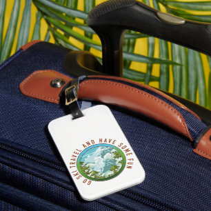 Étiquette À Bagage Aller skier, voyager et s'amuser logo de voyage.