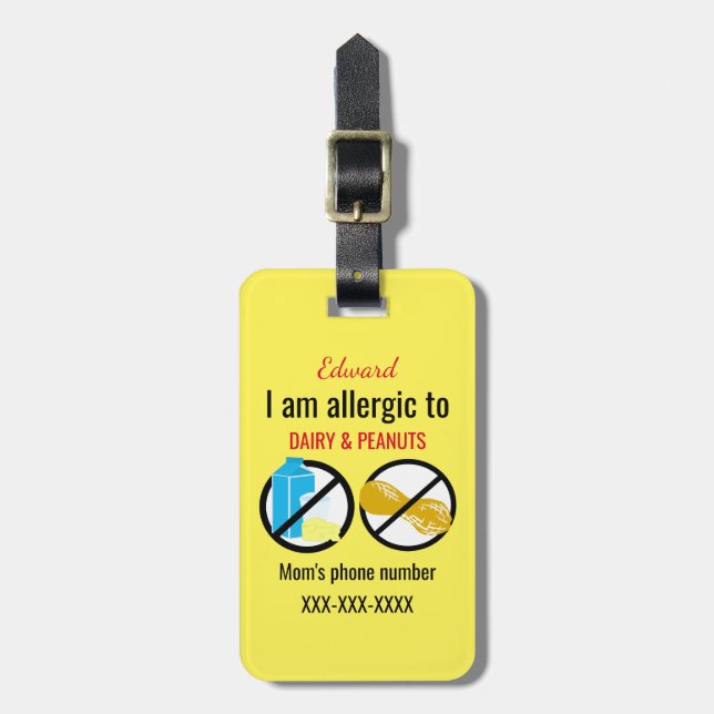 Étiquette À Bagage Allergique aux arachides et aux enfants de (Devant Vertical)