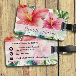 Étiquette À Bagage Aloha Aloha Hawaiian Red Flowers Nom du script