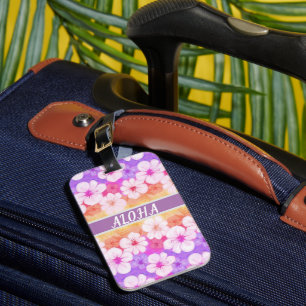 Étiquette À Bagage Aloha de fleur hawaïenne 01