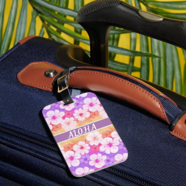 Étiquette À Bagage Aloha de fleur hawaïenne 01  (Insitu Rectoal 1)