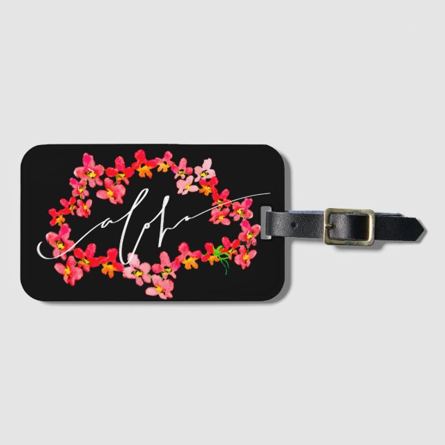 Étiquette À Bagage Aloha étiquettes de bagage de Lei d'orchidée (Devant Horizontal)