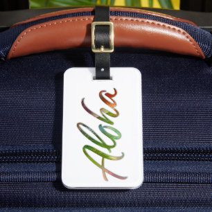 Étiquette À Bagage Aloha Tropical Feuille Lettering - Hawaii Letterin
