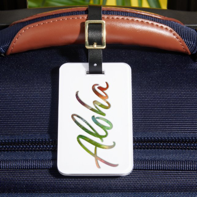Étiquette À Bagage Aloha Tropical Feuille Lettering - Hawaii Letterin (Insitu Rectoal 2)