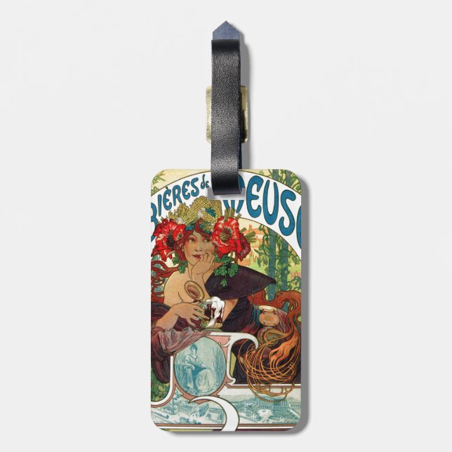 Étiquette À Bagage Alphonse Mucha Bieres De La Meuse (Dos Vertical)