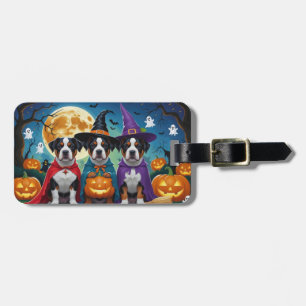 Étiquette À Bagage American Staffordshire Chien Citrouille Halloween