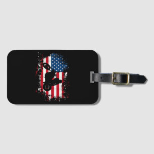 Étiquette À Bagage American US Flag Motorcycle Funny Sport Lover