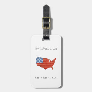 Étiquette À Bagage americana mon coeur est dans la carte des
