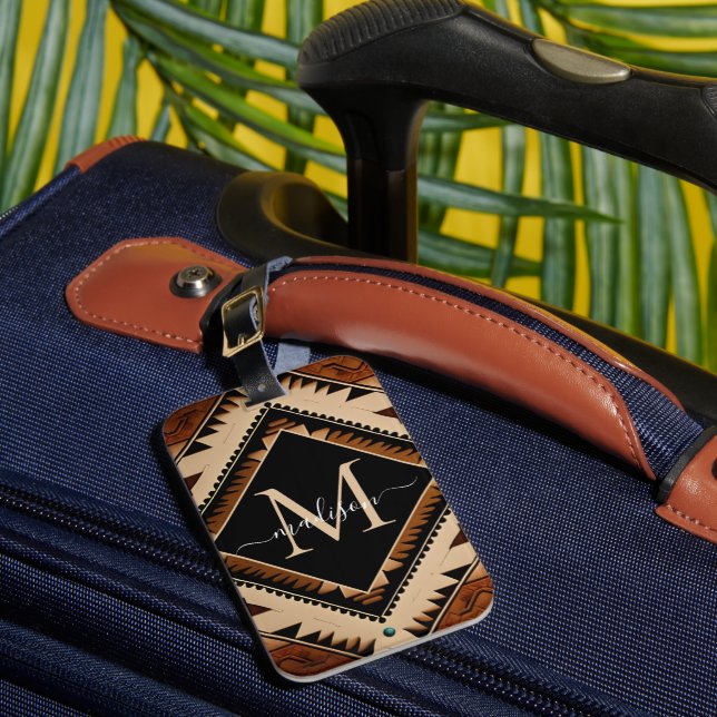 Étiquette À Bagage Amérindien Culture Boho Style Monogramme (Insitu Rectoal 1)