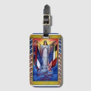 Étiquette À Bagage Amérique patriotique vintage, Paix Justice Liberté