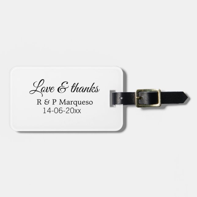 Étiquette À Bagage Amour & merci ajouter nom du couple mariage ajoute (Devant horizontal)