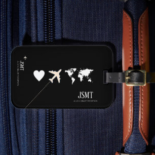Étiquette À Bagage amour pour voyager dans le monde b/w