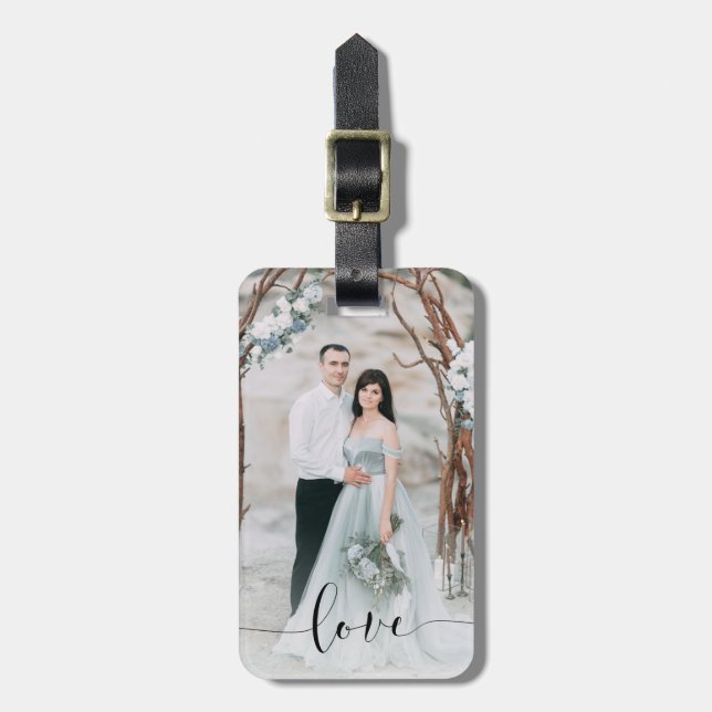 Étiquette À Bagage Amour sensible | votre photo et recouvrement de (Devant Vertical)