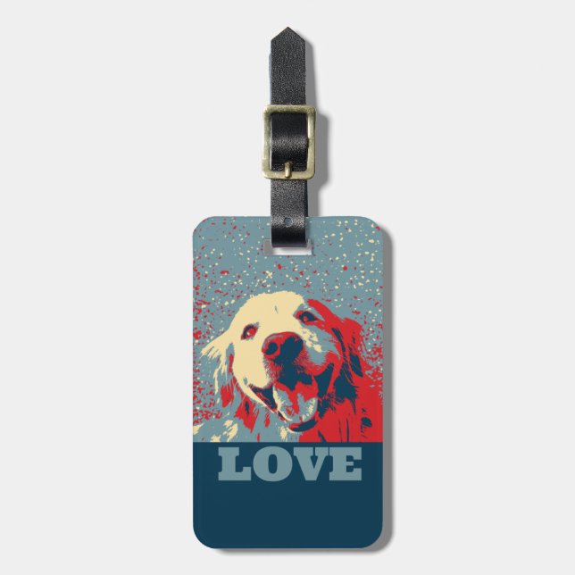 Étiquette À Bagage Amour stylisé de golden retriever (Devant Vertical)