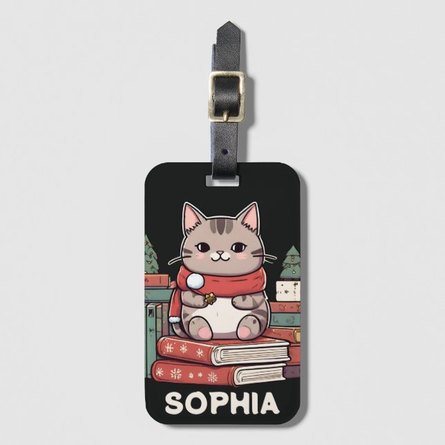 Étiquette À Bagage amoureux des chats d'amoureux du livre (Devant Vertical)