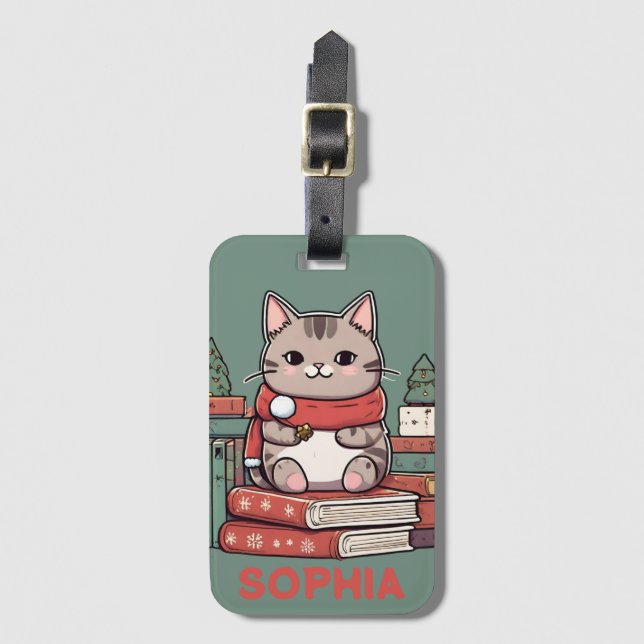 Étiquette À Bagage amoureux des chats d'amoureux du livre (Devant Vertical)