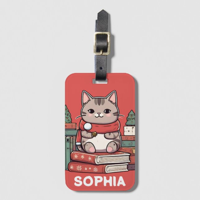 Étiquette À Bagage amoureux des chats d'amoureux du livre (Devant Vertical)