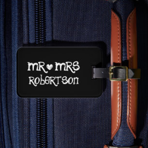 Étiquette À Bagage Amusant Marque de voyage en tableau noir M et Mme
