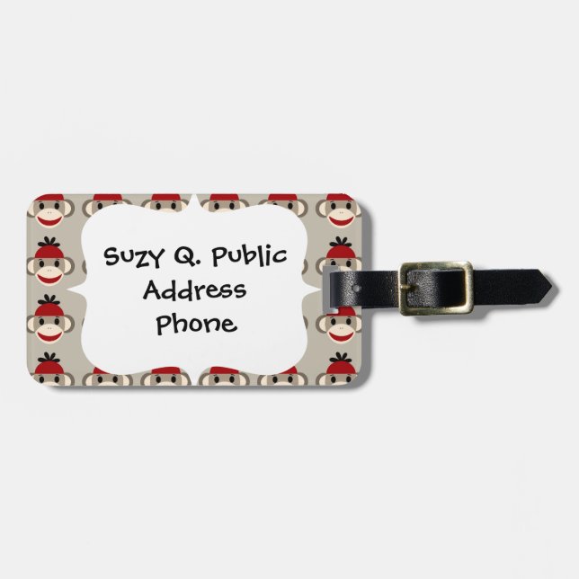 Étiquette À Bagage Amusant sourire rouge singe sot heureux Motifs (Devant horizontal)