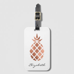 Étiquette À Bagage Ananas en feuille d'or rose