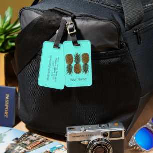 Étiquette À Bagage Ananas Retro Végétal et Végétarien Fruit Vintage