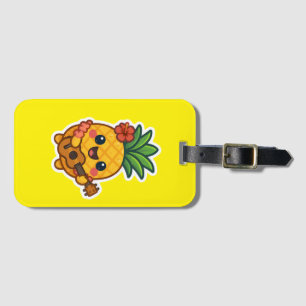 Étiquette À Bagage Ananas souriant Kawaii - Tropical
