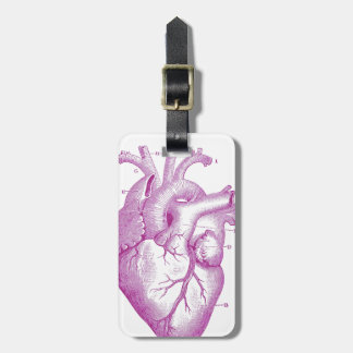 Étiquette À Bagage Anatomie vintage pourpre de coeur