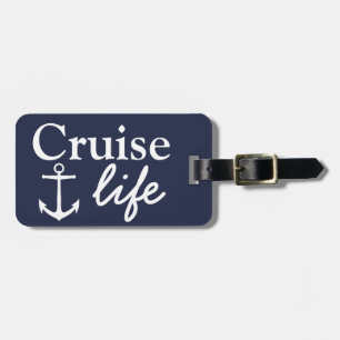 Étiquette À Bagage Ancre blanche et nom de la vie de croisière