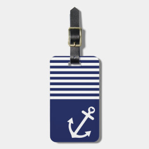Étiquette À Bagage Ancre d'amour de bleu marine nautique