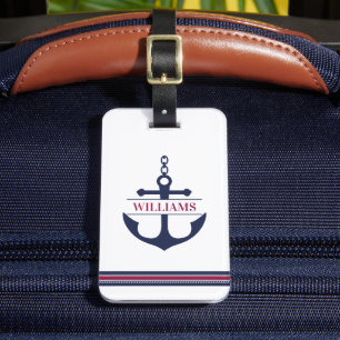 Étiquette À Bagage Ancre Monogrammé