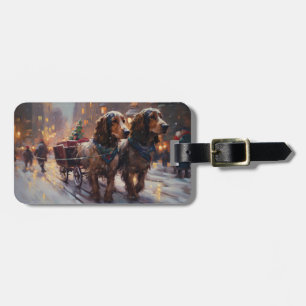 Étiquette À Bagage Anglais Cocker Spaniel Noël Festin Saison