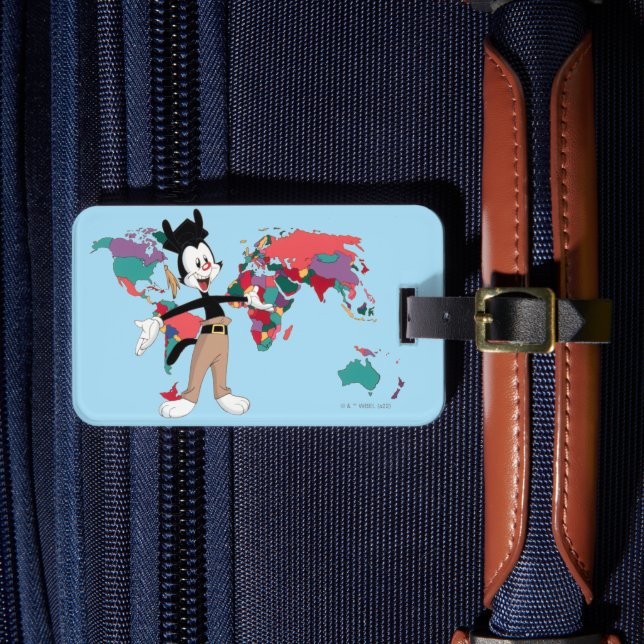 Étiquette À Bagage Animaniacs | Graphique de la carte du monde de Yak (Insitu Rectoal 4)