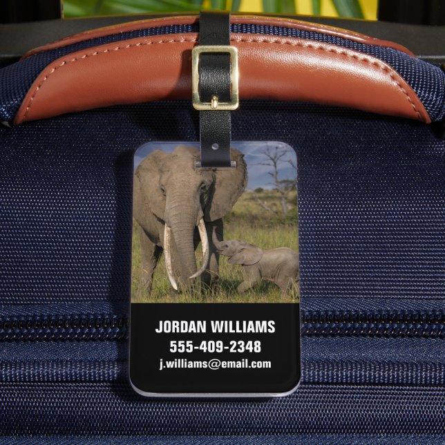 Étiquette À Bagage Animaux de bébés cutest | Amama Elephant Avec Bébé (Insitu Rectoal 2)
