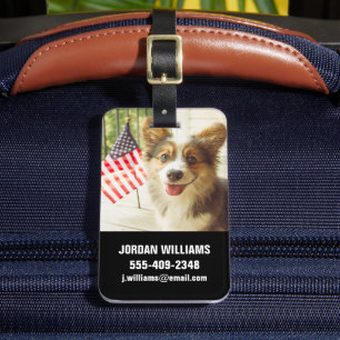 Étiquette À Bagage Animaux de bébés cutest American Flag Corgi