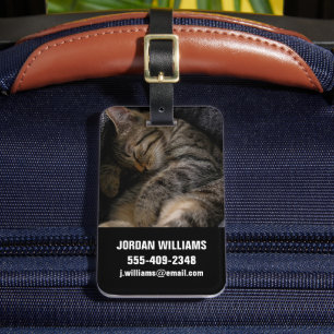 Étiquette À Bagage Animaux de bébés cutest   Chat Tabby Dormant